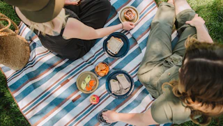 Family picnics under sun