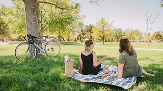 Family picnics under sun